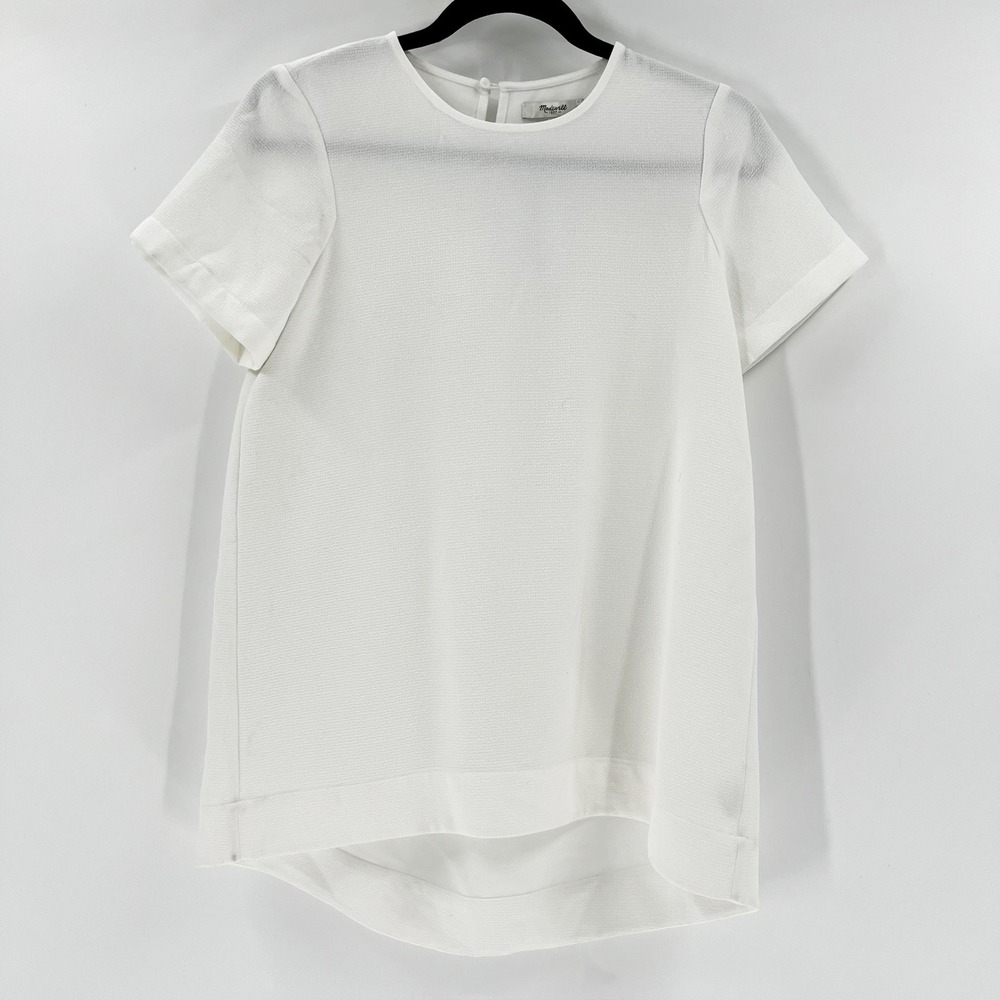 Madewell Womens XS White Short Sleeve Tunic Dress Casual Career